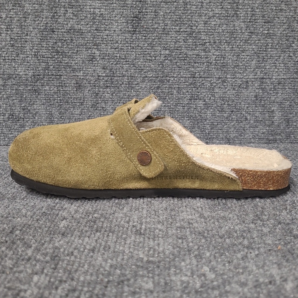 Birkenstock Boston Shearling Clogs EU 41 /Ladies 10 Sage Green Suede Shoes Mules - Picture 7 of 16